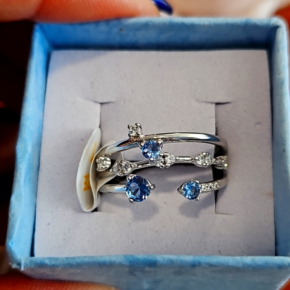 Bomb Party Sterling Silver Blue Zirconia Spinel ring size 7 NEW